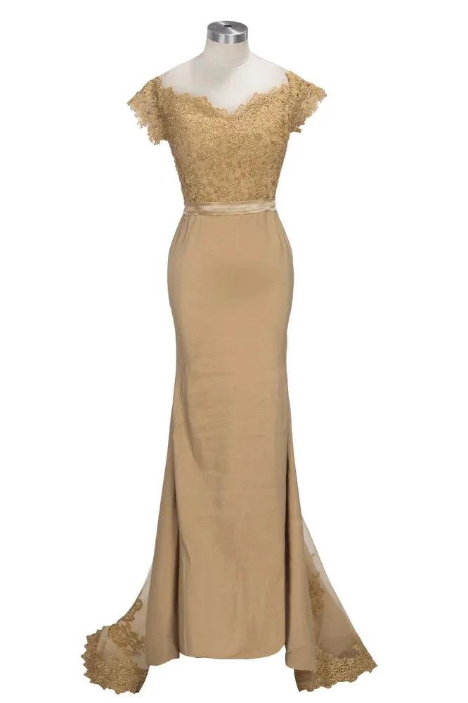 Lace Appliques Mermaid Off-shoulder Sweetheart Sheer Prom Dresses by misshow.com