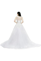 Lace Appliques Scoop Tulle Wedding Dress by misshow.com