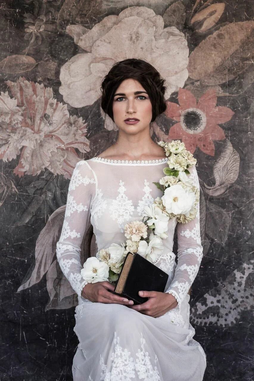 Lace Long Sleeve Backless Boho Wedding Gowns Rustic Wedding Dress WD515 by pgmdress