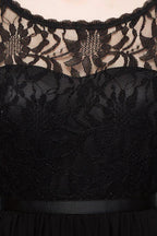 Lace Top Chiffon A-line Short Scoop Bridesmaid Dresses by misshow.com