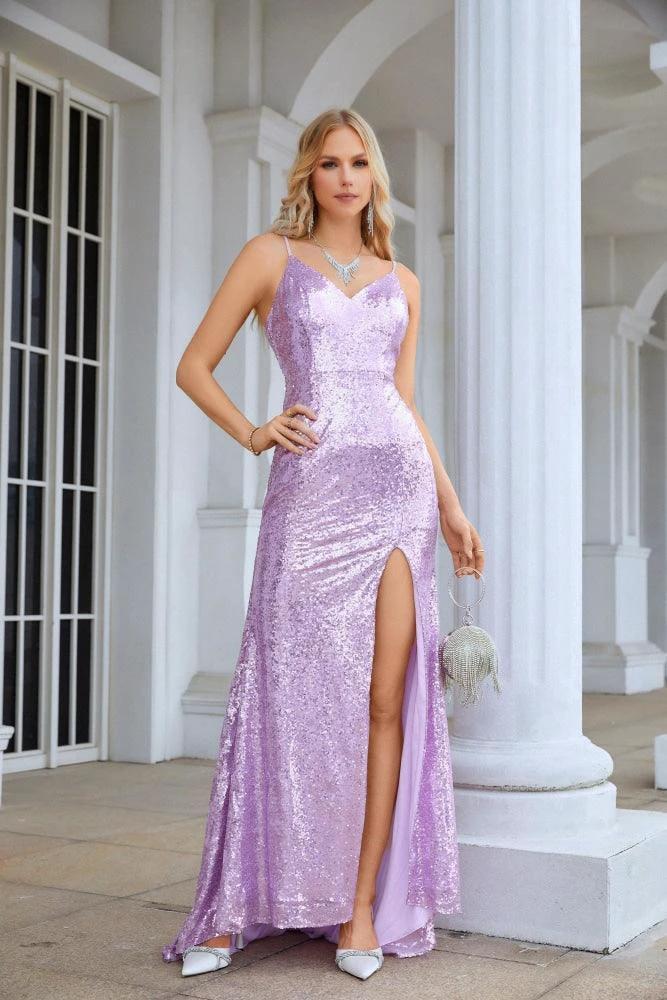 Ladies Spaghetti Strap Sequined Mermaid Long Bridesmaid Dresses Prom Wedding Party Evening Dresses 28083 by numbersea