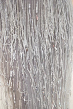 Latest Long Mermaid V neck Beading Fringe Tulle Evening Dress by BIZTUNNEL