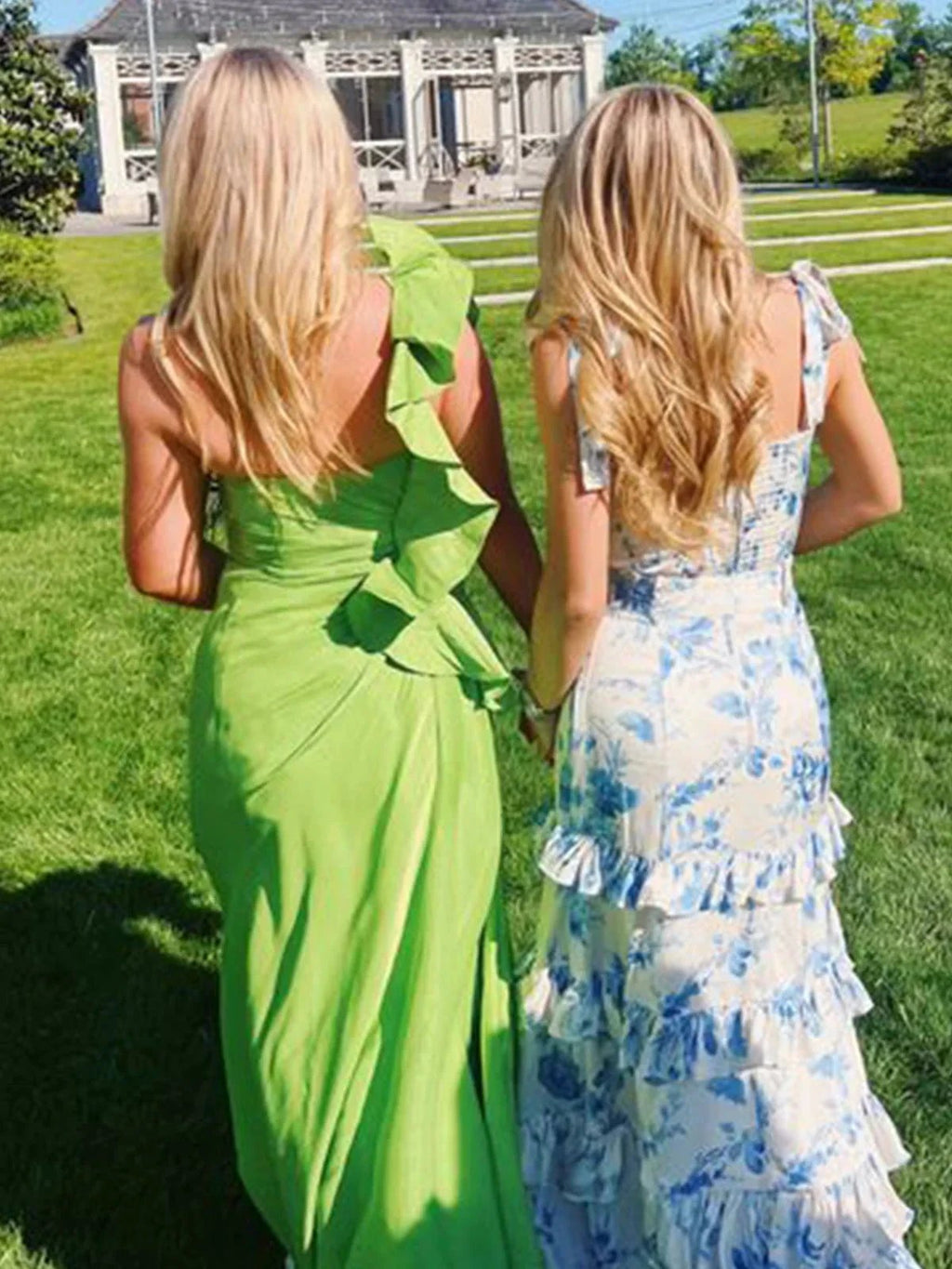 Laurina | Blue Sweetheart A Line Long Floral Prom Dress by KissProm