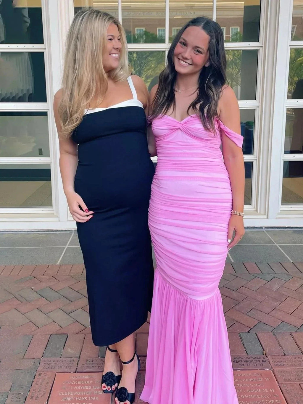 Sadia | Off Shoulder Pink Ruched Long Prom Dress with Ruffle Hem by KissProm