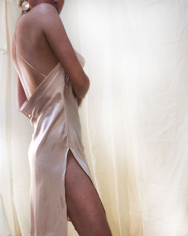 Lexie Mulberry Silk Chemise Midi Slip Dress
