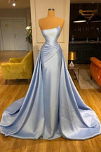 Light Blue A-line Sleeveless Evening Dresses Long Simple Prom Dresses by misshow.com