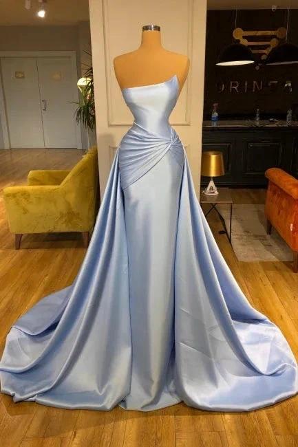 Light Blue A-line Sleeveless Evening Dresses Long Simple Prom Dresses by misshow.com