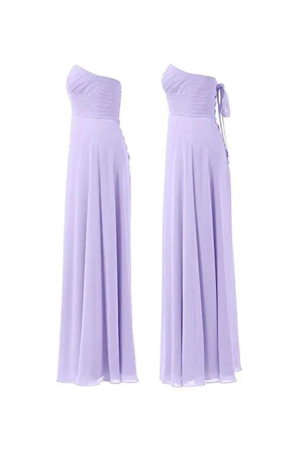 Lilac Chiffon Bridesmaid Dress Floor Length Prom Evening Gown BD005 by pgmdress