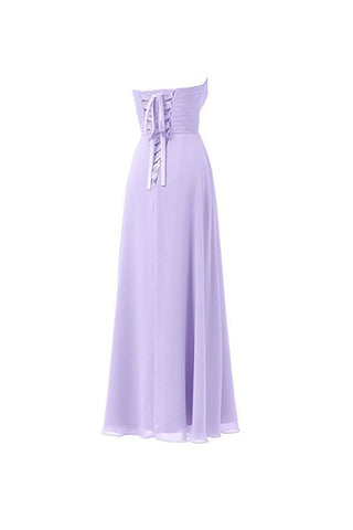 Vestido de dama de honor de gasa lila, largo hasta el suelo, para fiesta de graduación, BD005