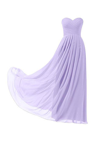 Vestido de dama de honor de gasa lila, largo hasta el suelo, para fiesta de graduación, BD005