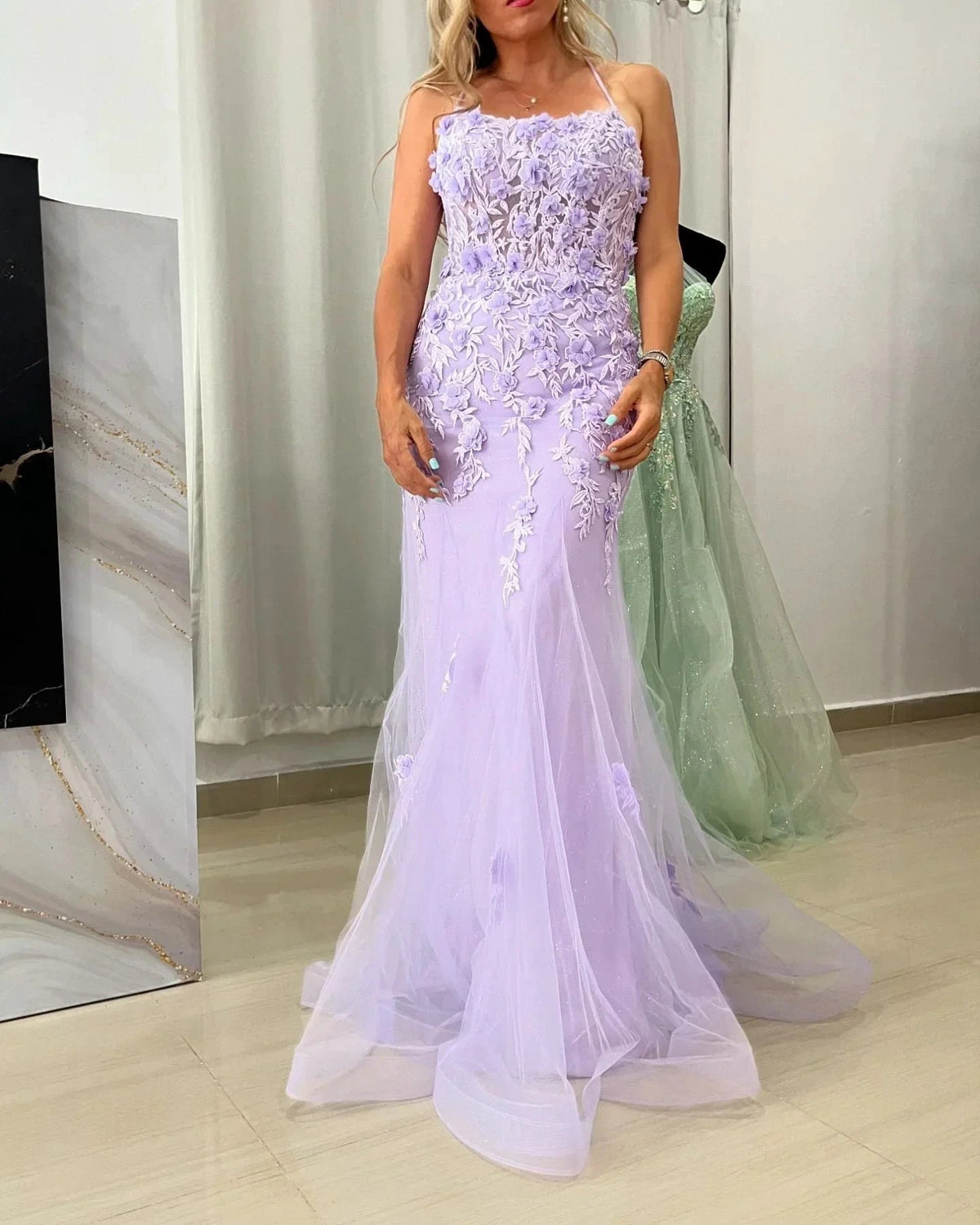 Armani |Lilac Mermaid Scoop Neck Prom Dress with Appliques by KissProm
