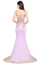 Lilac Sexy Mermaid Sweep Train Evening Dresses with Appliques by misshow.com