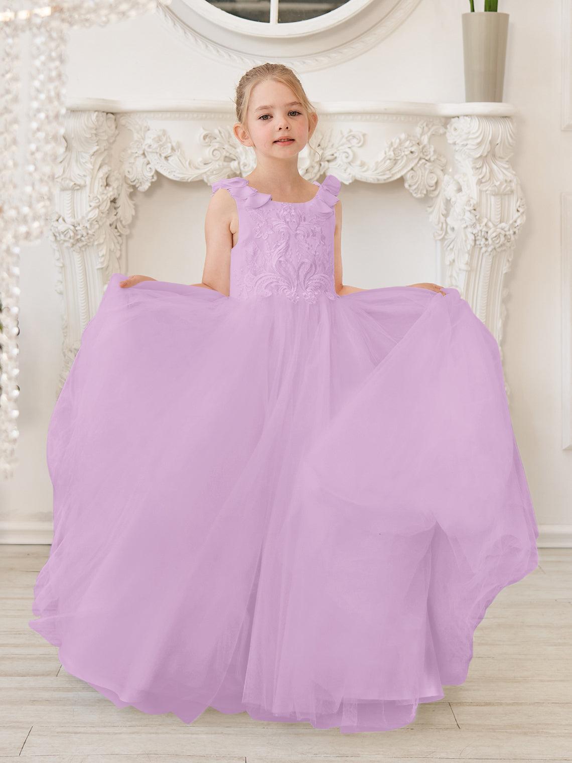 Elegant White Tulle Flower Girl Dress with Sweep Train - photo 4