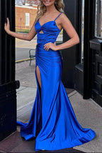 Liz | Cute Mermaid Sweetheart Royal Blue Satin Long Prom Dresses by KissProm