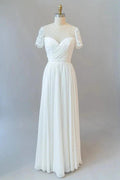 Long A-line Chiffon Backless Wedding Dress with Sleeves by BIZTUNNEL