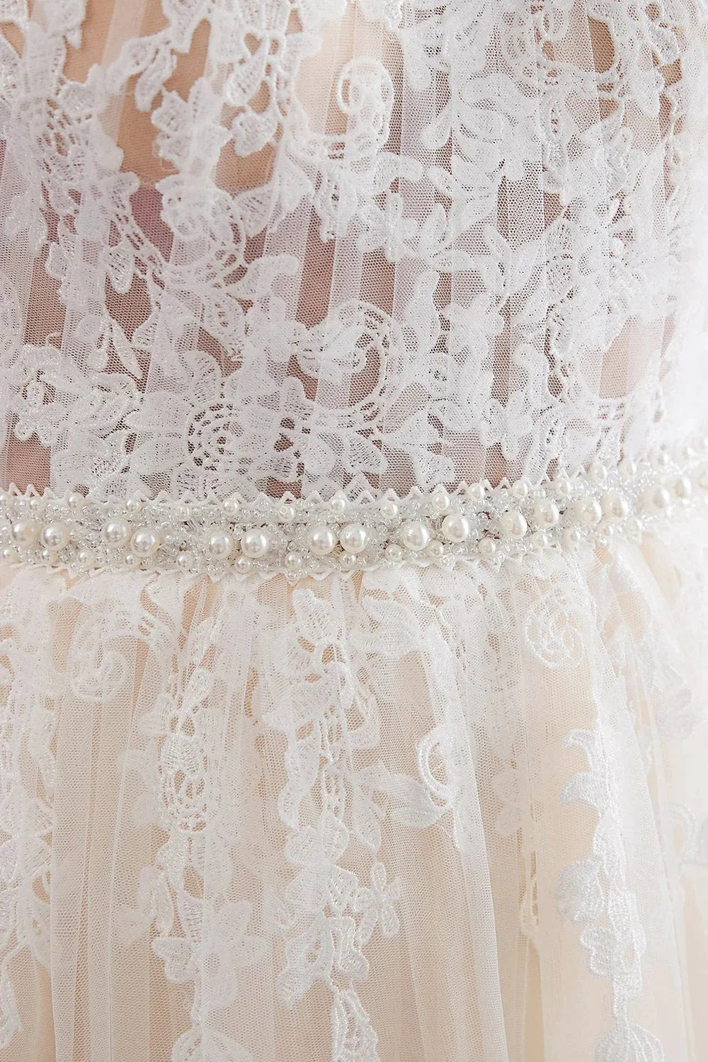 Long A-line Halter Appliques Lace Tulle Evening Dresses by BIZTUNNEL