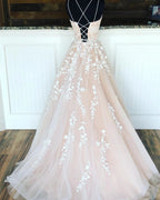 Long A-line Lace Tulle Formal Graduation Evening Prom Dresses by BIZTUNNEL