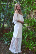 Long A-line Off-the-shoulder Tulle Lace Wedding Dress by BIZTUNNEL