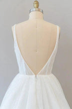 Long A-line Open Back Sequins Tulle Backless Wedding Dress by BIZTUNNEL