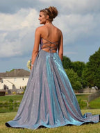 Long A-line Sleeveless Open Back Formal Graduation Dresses with Slit by BIZTUNNEL