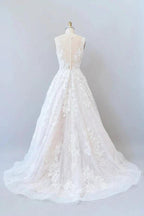 Long A-line Sweetheart Appliques Lace Tulle Wedding Dress by BIZTUNNEL