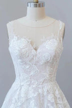 Long A-line Sweetheart Appliques Lace Tulle Wedding Dress by BIZTUNNEL