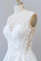 Long A-line Sweetheart Appliques Lace Tulle Wedding Dress by BIZTUNNEL