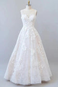 Long A-line Sweetheart Appliques Lace Tulle Wedding Dress by BIZTUNNEL