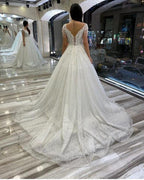 Long A-Line Sweetheart Backless Sequins Appliques Lace Wedding Dresses by BIZTUNNEL