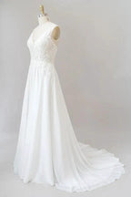 Long A-line Sweetheart Spaghetti Strap Appliques Chiffon Wedding Dress by BIZTUNNEL