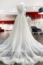 Long A-line Sweetheart Tulle Open Back Wedding Dress by BIZTUNNEL