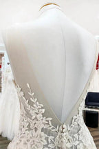 Long A-line Sweetheart Tulle Open Back Wedding Dress by BIZTUNNEL