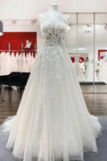 Long A-line Sweetheart Tulle Open Back Wedding Dress by BIZTUNNEL