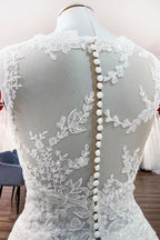 Long A-line Tulle Jewel Lace Appliques Wedding Dresses by BIZTUNNEL