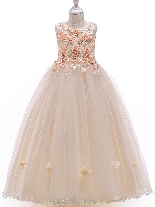 Long A-Line Tulle Jewel Neck Pageant Flower Girl Dresses With Bow - photo 3