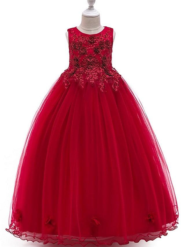 Long A-Line Tulle Jewel Neck Pageant Flower Girl Dresses With Bow - photo 4