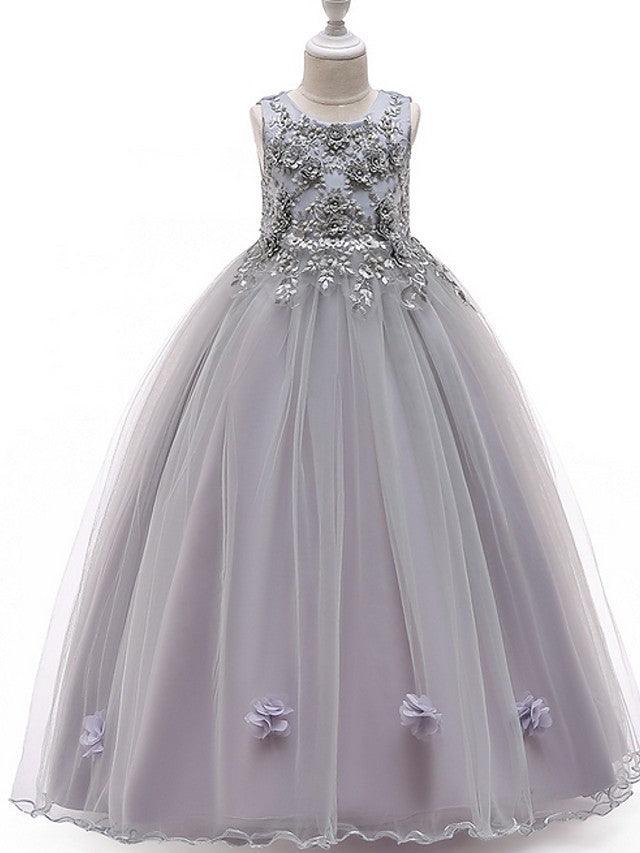 Long A-Line Tulle Jewel Neck Pageant Flower Girl Dresses With Bow - photo 5