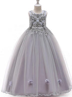 Long A-Line Tulle Jewel Neck Pageant Flower Girl Dresses With Bow - photo 5