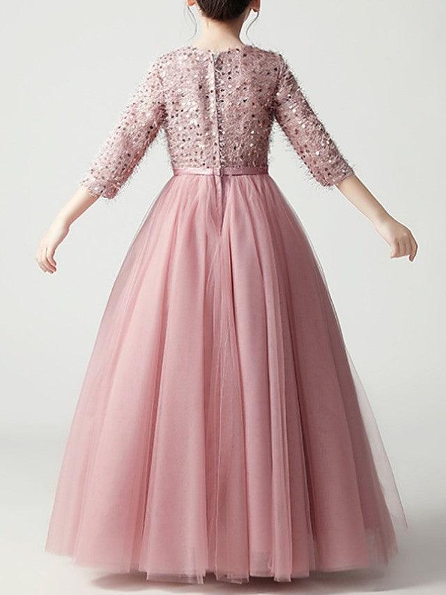 Long A-Line Tulle Jewel Neck Pageant Flower Girl Dresses With Sleeves - photo 2