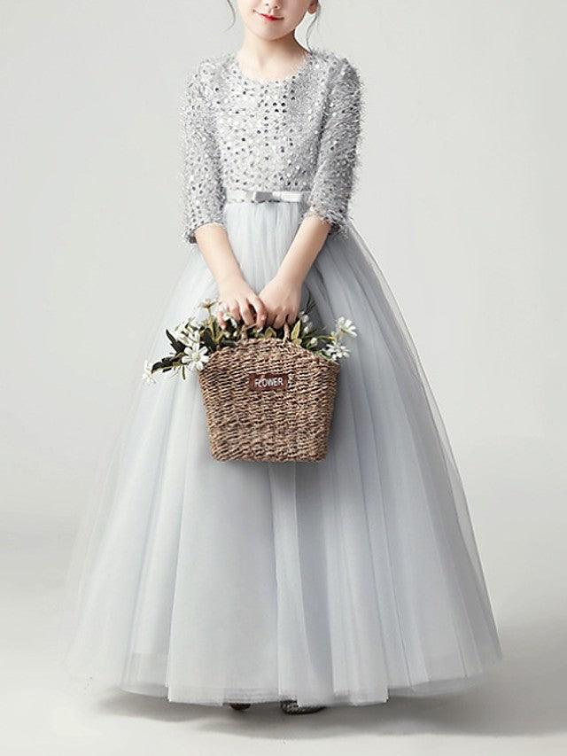 Long A-Line Tulle Jewel Neck Pageant Flower Girl Dresses With Sleeves - photo 5