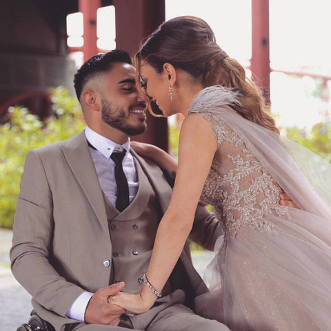 Long A-line V-neck Tulle Lace Wedding Dress with Fur Tulle Sweet Cape