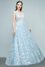 Long Appliqued Tulle A-line Cap Sleeves Prom Dresses by misshow.com