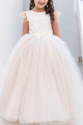 Long Ball Gown Lace Appliques Tulle Flower Girl Dresses - photo 5