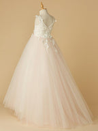 Long Ball Gown Lace Tulle Wedding Party Pageant Flower Girl Dresses - photo 5