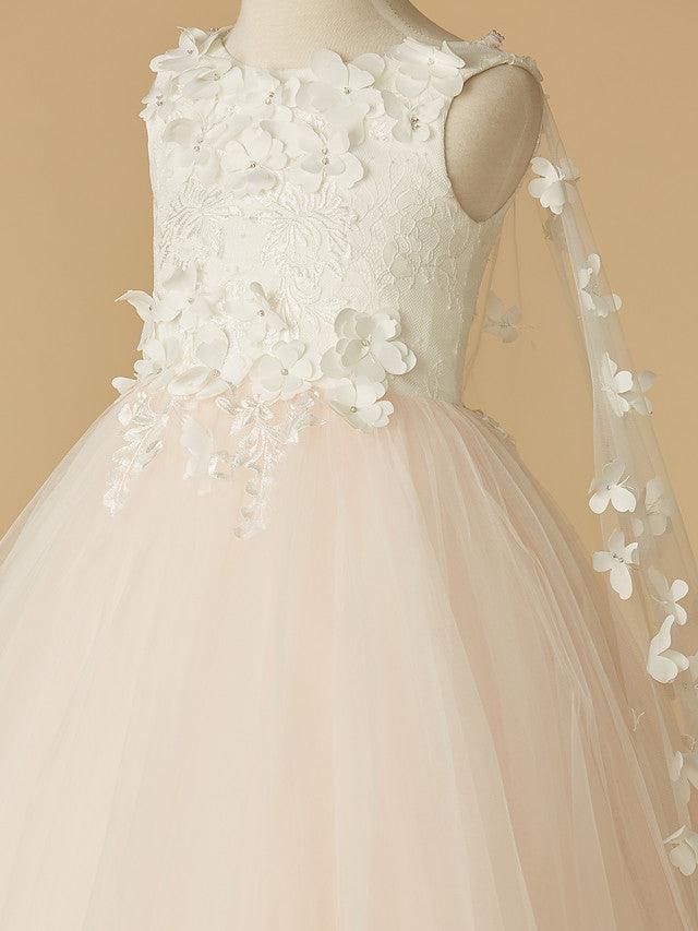 Long Ball Gown Lace Tulle Wedding Party Pageant Flower Girl Dresses - photo 6