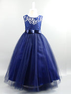 Long Ball Gown Satin Jewel Neck Wedding First Communion Pageant Flower Girl D… - photo 4
