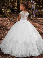 Long Ball Gown Sweep Brush Train Wedding Birthday Pageant Flower Girl Dresses - photo 4