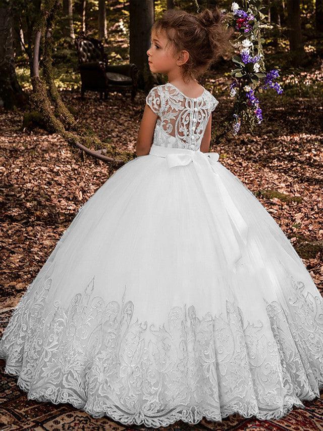 Long Ball Gown Sweep Brush Train Wedding Birthday Pageant Flower Girl Dresses - photo 4