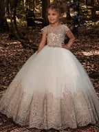 Long Ball Gown Sweep Brush Train Wedding Birthday Pageant Flower Girl Dresses - photo 1