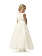 Long Ball Gown Tulle Cotton Jewel Neck First Communion Birthday Flower Girl D… - photo 2